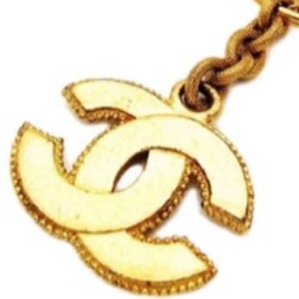 CHANEL Vintage 96A Coco Mark Textured Interlocking CC Key Holder Charm